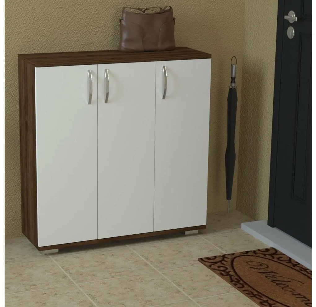 Sinem cipőtároló 93x89 cm barna/fehér