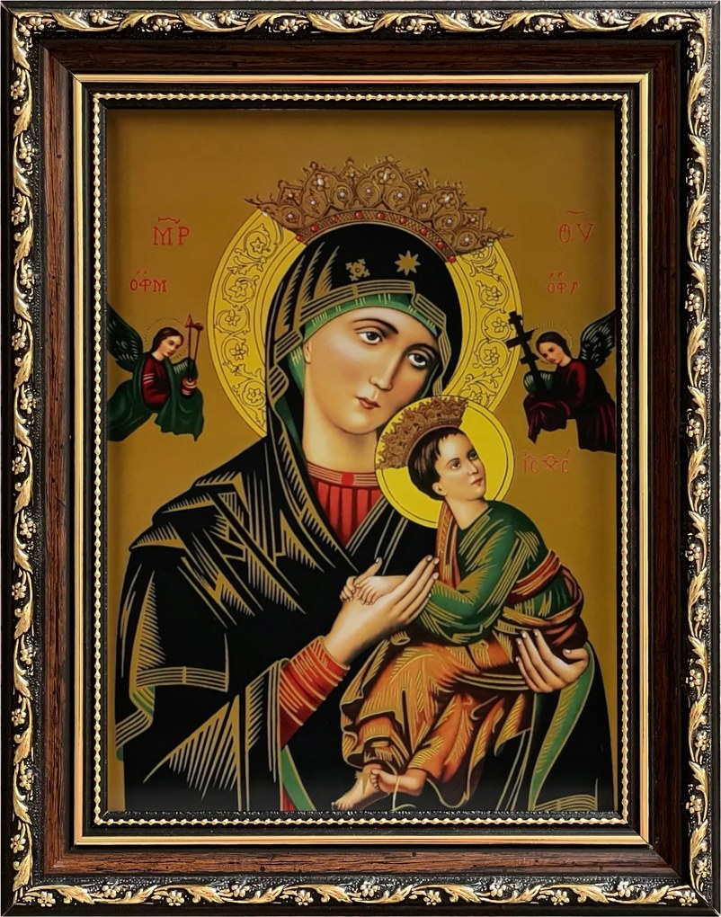 Vászonkép 31x26 Szűz Mária Szüntelen Segítség Díszített Keret