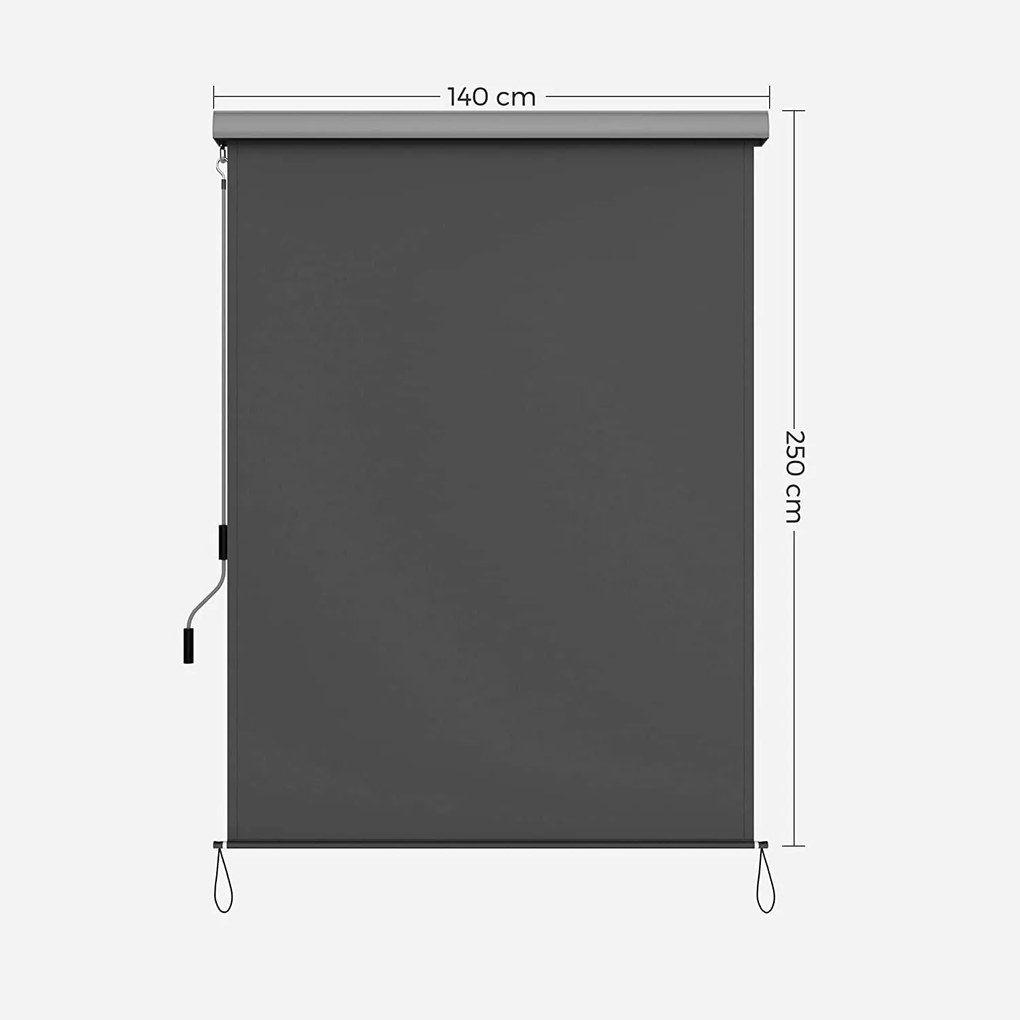 Függőleges napellenző vízálló 1,4 m x 2,5 m, szürke