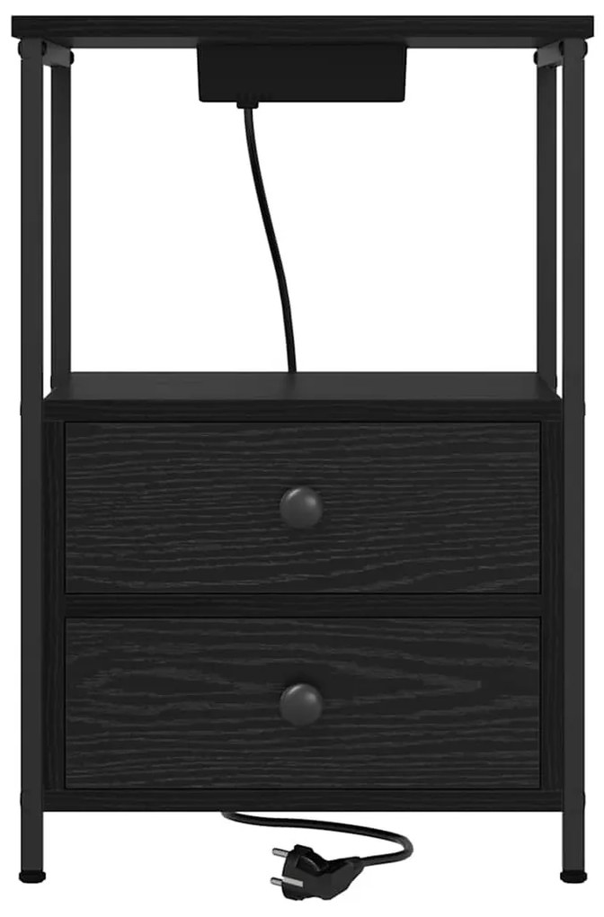 vidaXL Éjjeliszekrény 2 pcs Fekete tölgy 40 x 31 x 60 cm Faanyag