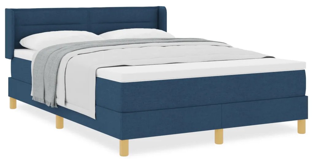 Boxspring Ágy Matraccal Kék Színben, 140x200 cm, Szövet
