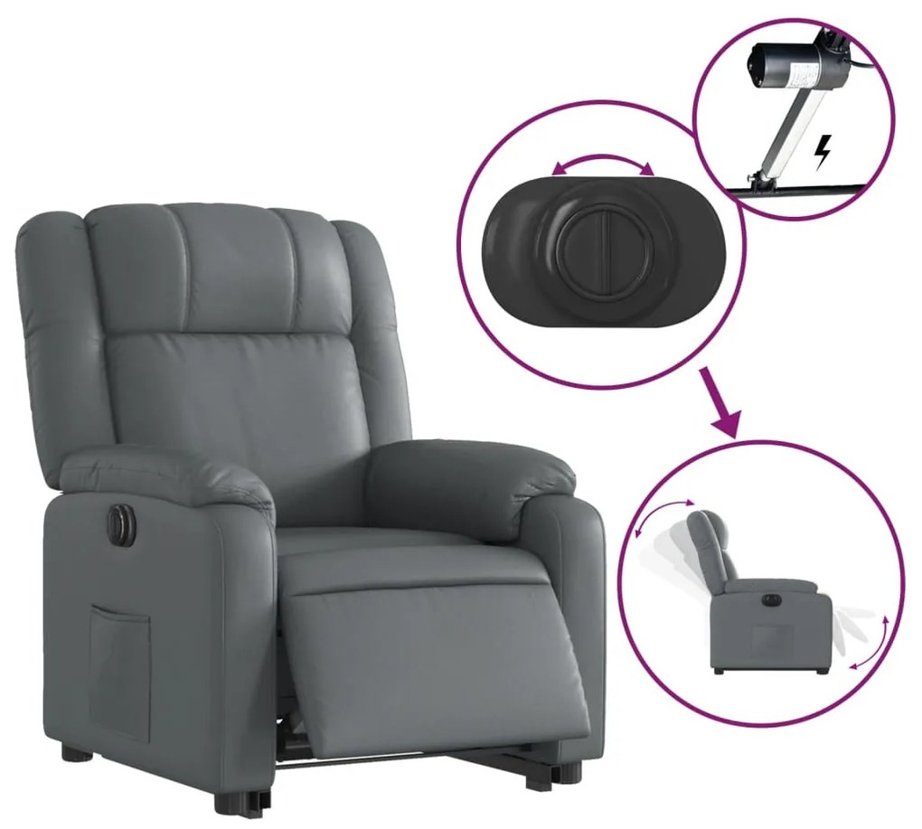 vidaXL elektromos szürke műbőr felállást segítő dönthető fotel