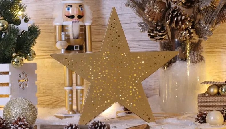 LED-es karácsonyi csillag arany fém
