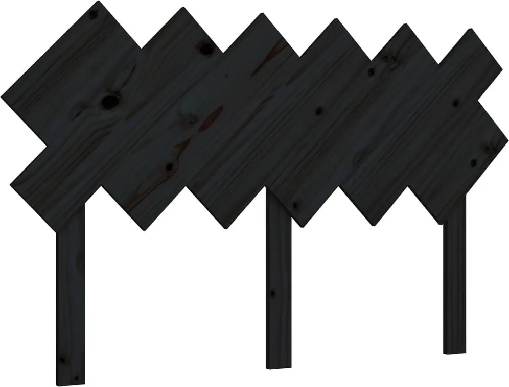vidaXL fekete tömör fenyőfa ágyfejtámla 132x3x81 cm
