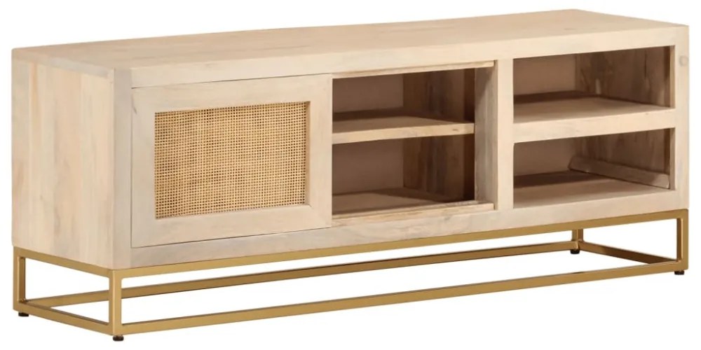 tömör mangófa és vas TV-szekrény 110 x 30 x 40 cm