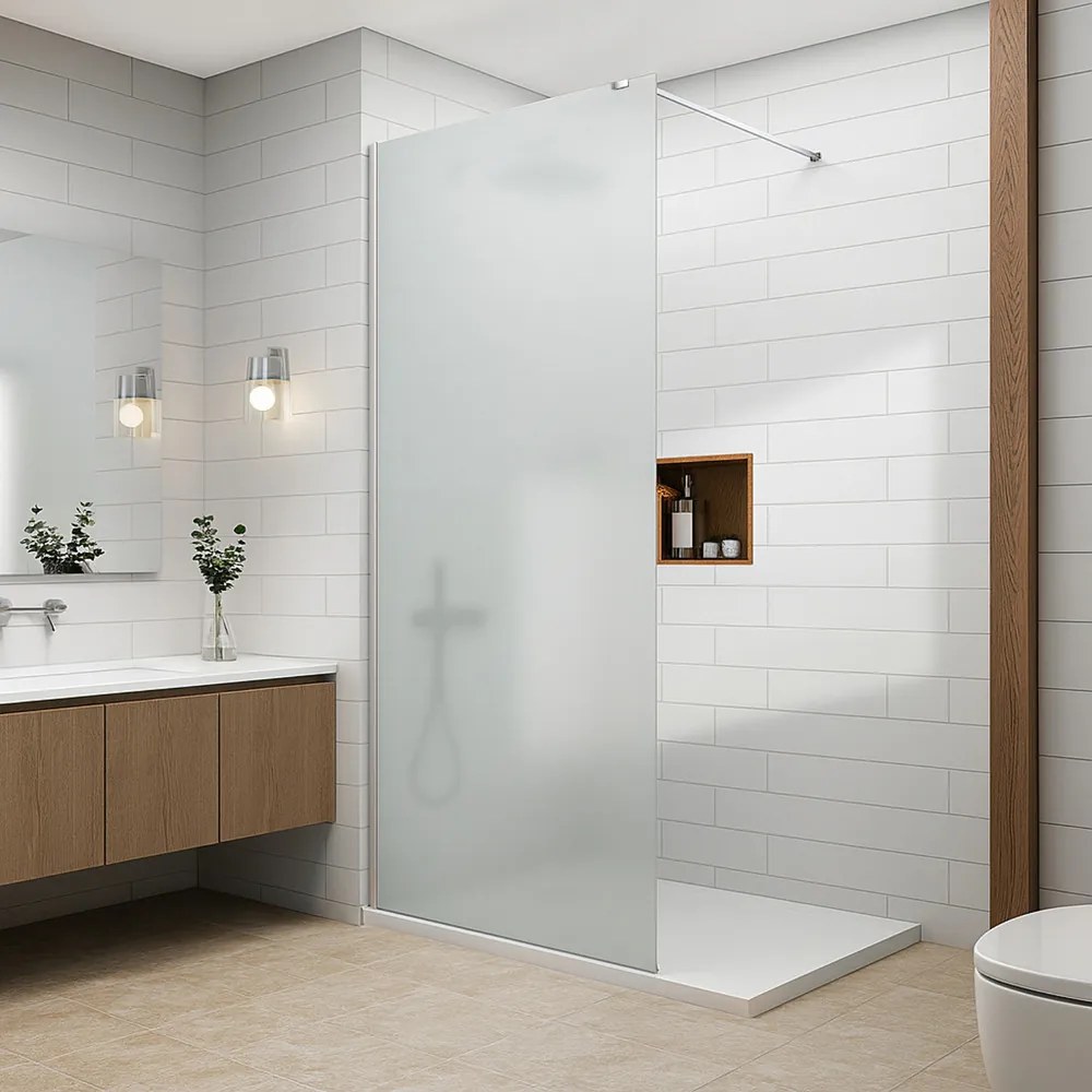 Walk-in || Chrome zuhanyfal, savmart, matt üveggel 110, 200cm, 8mm, NANO