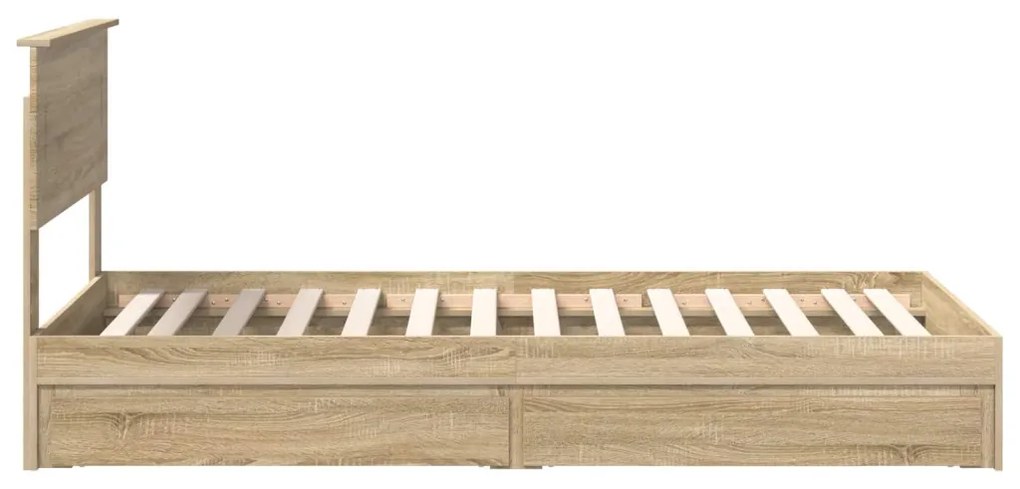 vidaXL Tárolós Ágy fejtámlával Sonoma tölgy 90 x 200 cm Faanyag