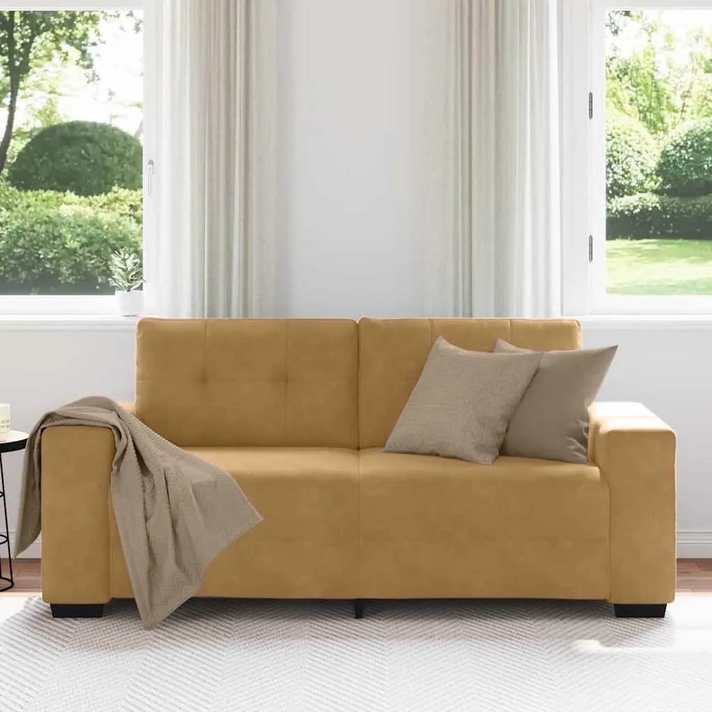 barna bársony loveseat kanapé 140 cm