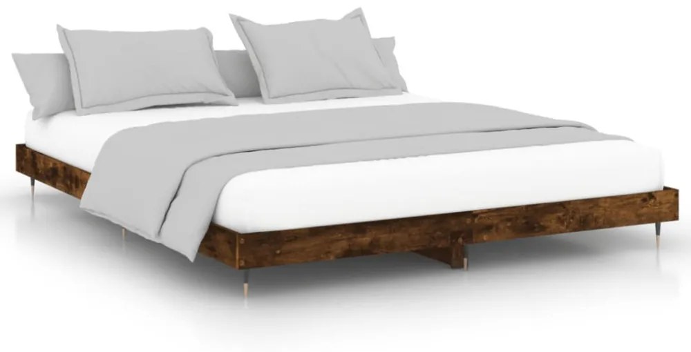 füstös tölgy színű szerelt fa ágykeret matrac nélkül 200x200 cm