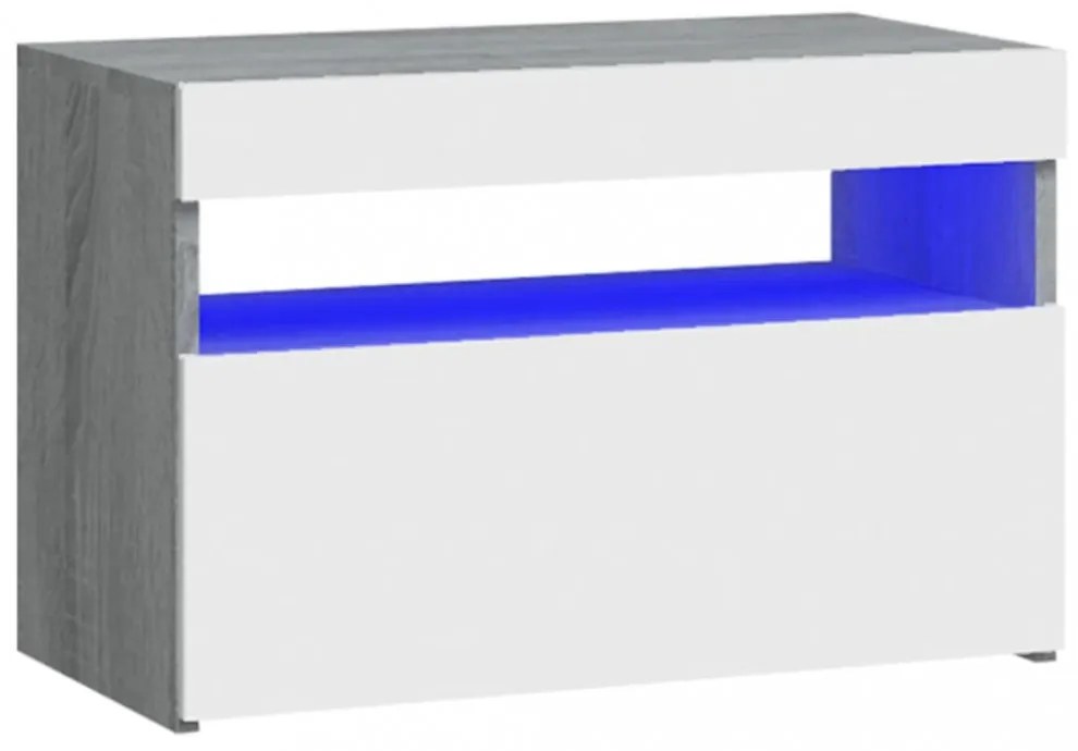 szürke sonoma színű éjjeliszekrény LED világítással 60x35x40 cm