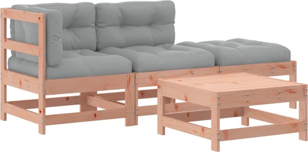 vidaXL 4 részes tömör duglászfenyő kerti társalgószett párnákkal