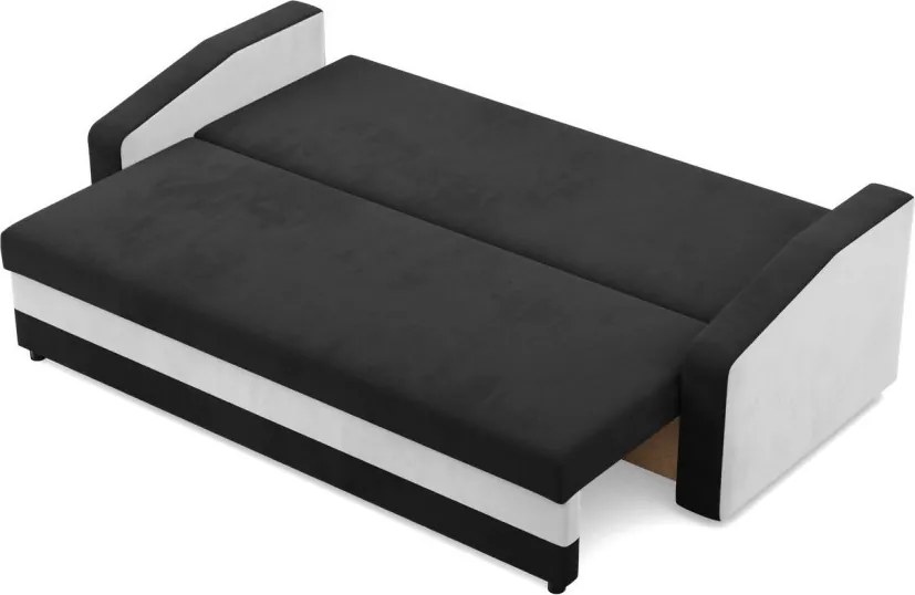 Hewlet kanapéágy, szövet anyag, hab töltet, fekete - fehér