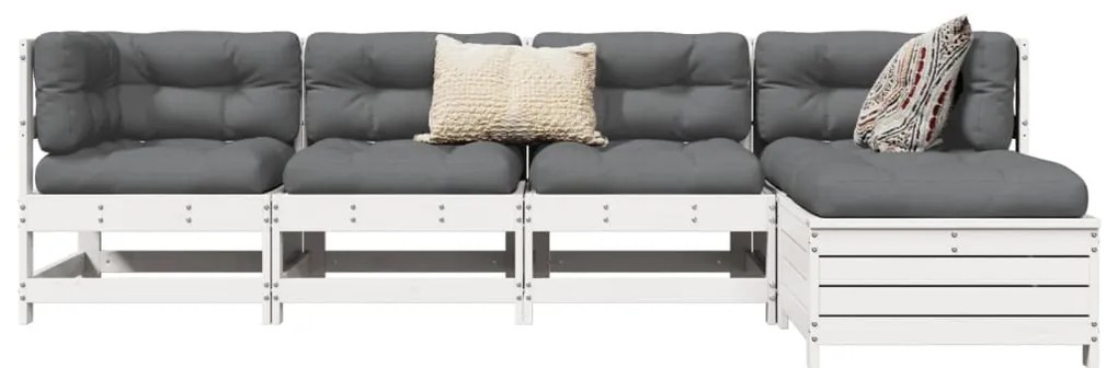 vidaXL 5 részes fehér tömör fenyőfa kerti ülőgarnitúra