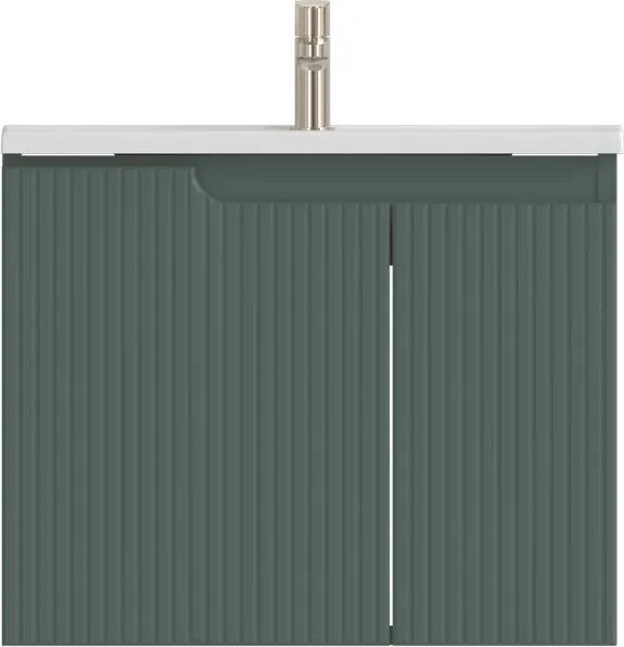 Piramida EURIDIKA fali fürdőszobabútor - műmárvány mosdóval -2 ajtós - PINO ZÖLD - 65 x 48 x 53 cm