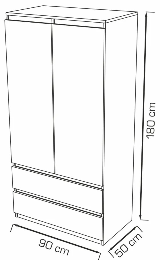 Washington Gardróbszekrény Fehér 90 cm