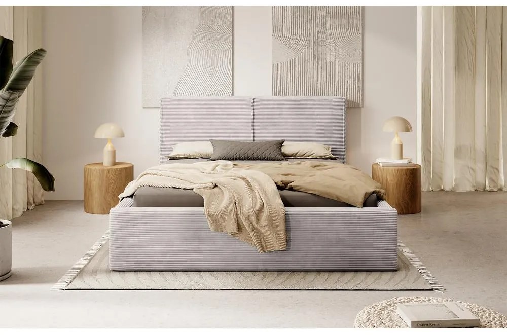 Franciaágy 140 cm Fatime (ágyráccsal) (tárolóhellyel) (sötét bézs + fekete). Akció -15%. 1099187