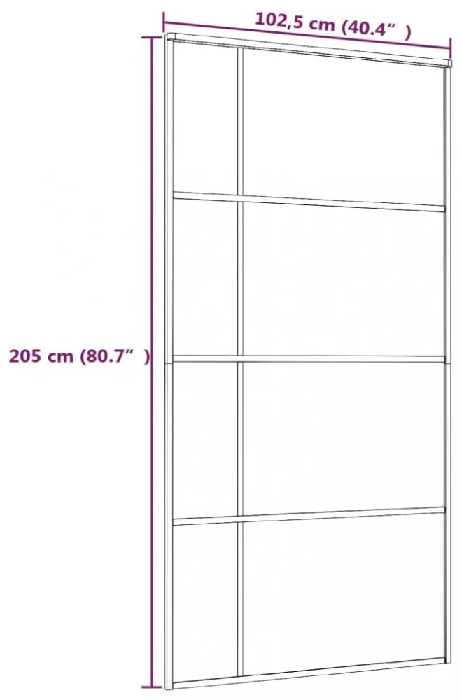 fekete ESG üveg és alumínium tolóajtó 102,5x205 cm