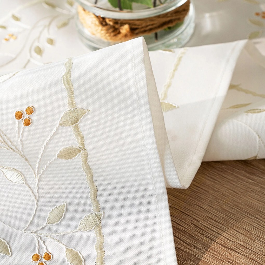 Zöld Dallam Futópad hímzéssel, 38x140cm, 001 fehér