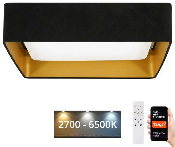 Brilagi-LED Dimmelhető lámpatest VELVET SQUARE LED/36W/230V Wi-Fi Tuya+távirányító fekete