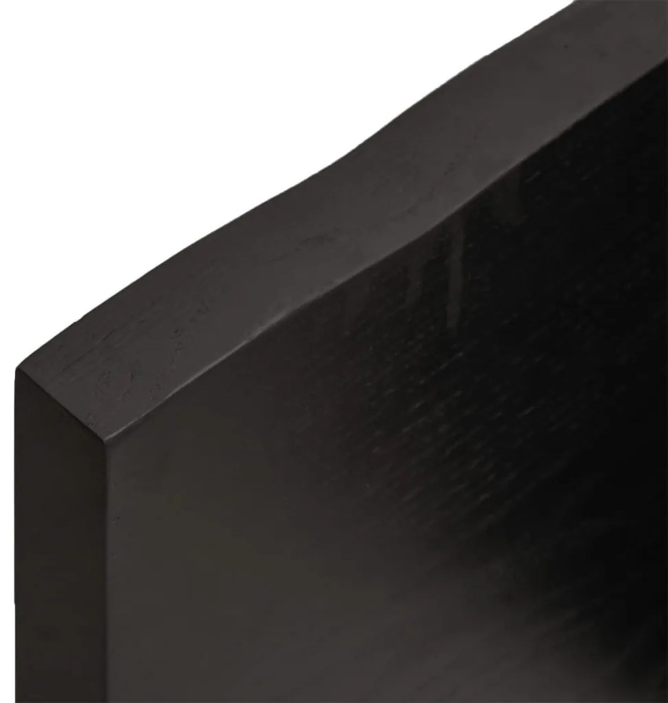 sötétbarna kezelt tömör tölgyfa fali polc 200 x 60 x (2-4) cm