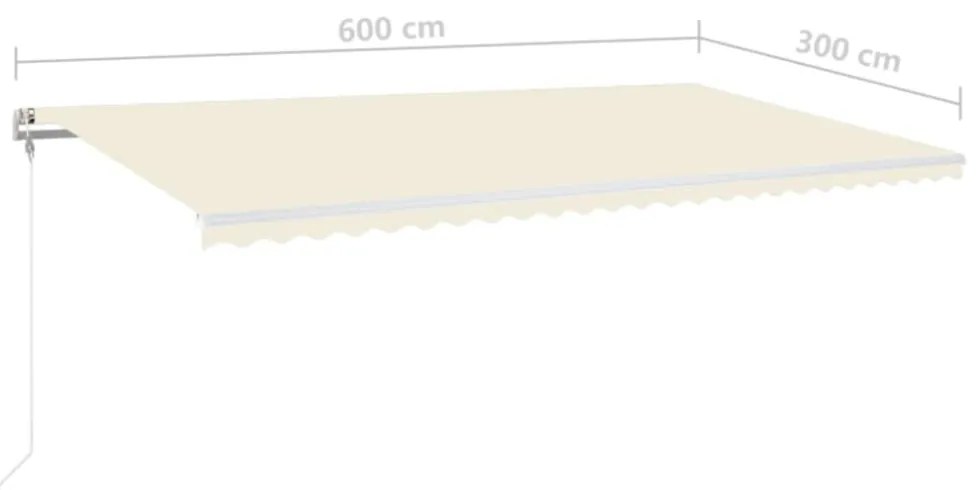 krémszínű automata szélérzékelős és LED-es napellenző 600x300cm