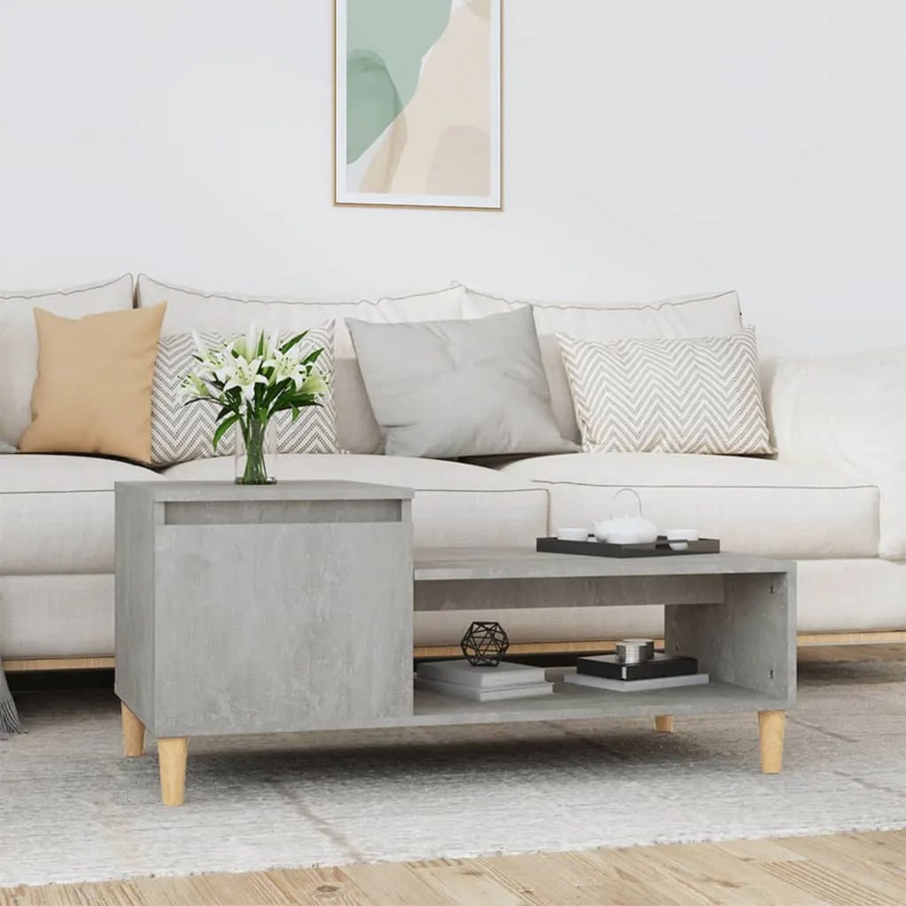 Betonszürke szerelt fa dohányzóasztal 100 x 50 x 45 cm