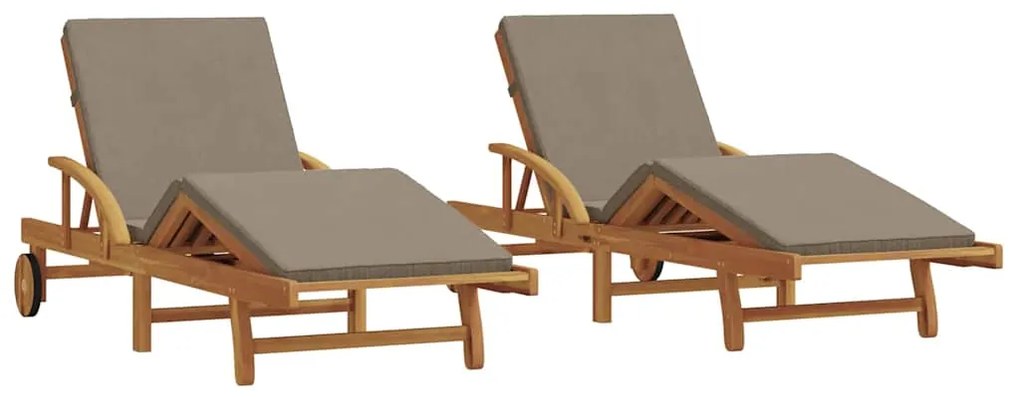 vidaXL Napozó párnával 2 pcs Tópszínű 200 x 67 x 84cm Tömör akácfa