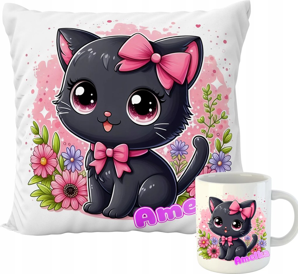 Párna Szett Cica Aranyos Cica Virág Név Felirat