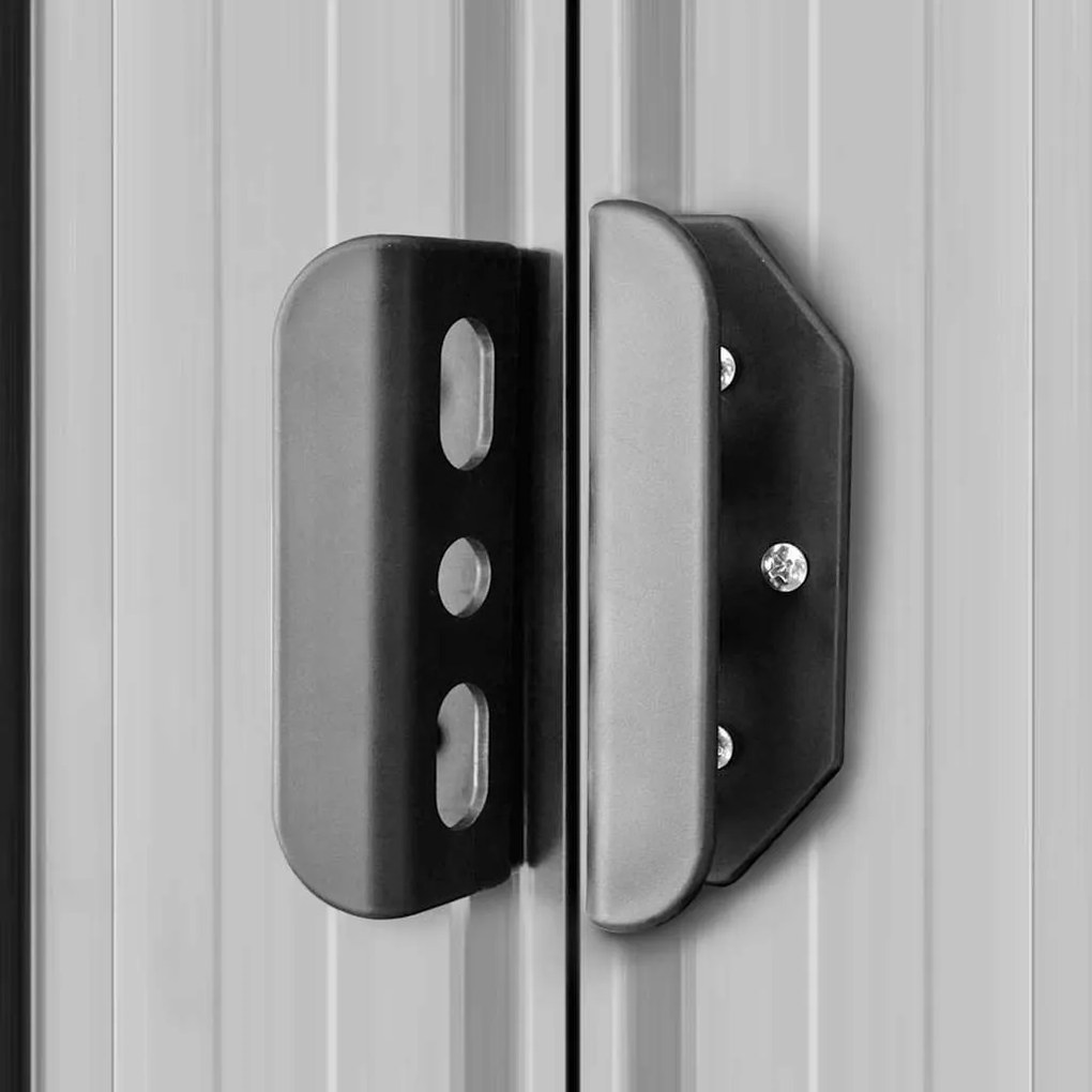 szürke fém kerti fészer