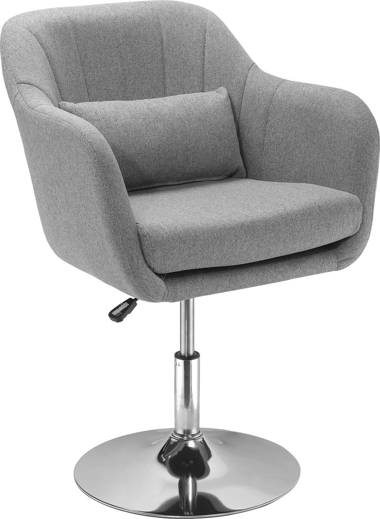 HOMCOM Karosszék, Karfás Fotelek Derékpárnával, Párnázott Fekvőszék Fém Alappal, Len Hatás, Magasságban Állítható Forgószék Hálószobába, Nappaliba, Sz