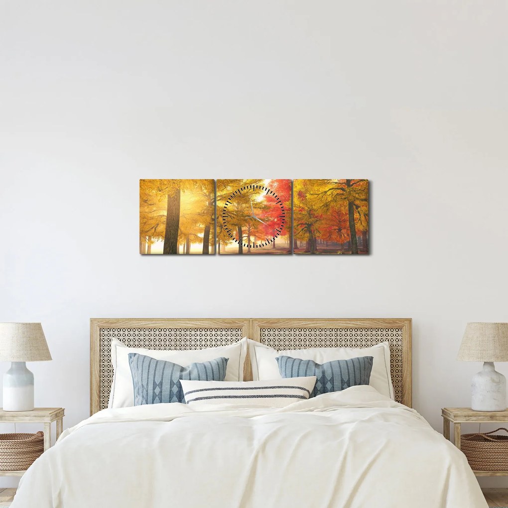Őszi fák képe (órával) (90x30 cm)