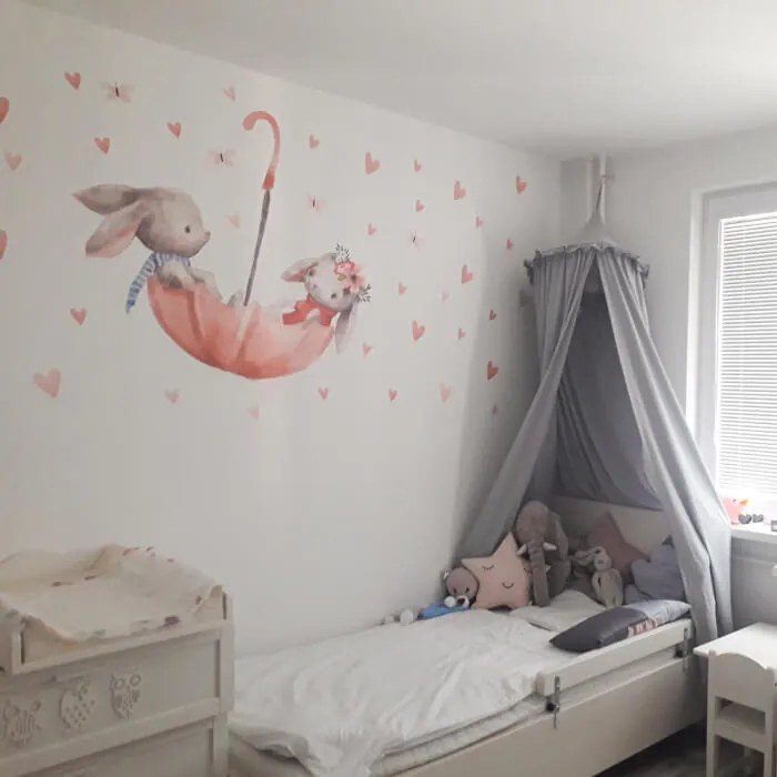 INSPIO Esernyő nyuszikkal - Matrica gyerekszobába