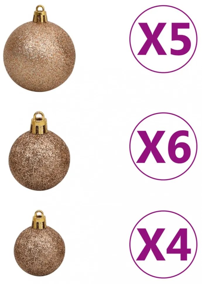 zöld megvilágított fél műkarácsonyfa gömb szettel 120 cm