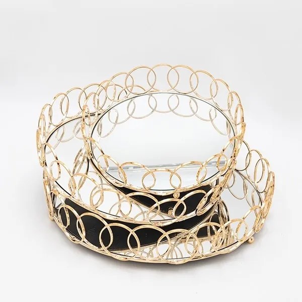 KÉSZLET 3x Dekoratív tálca átm. 27/33/37 cm arany