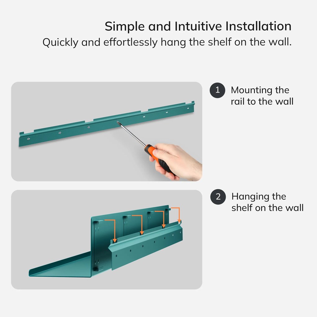 Fali polc JOANNE 1200 mm, Modern: tengerszínű