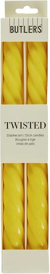 TWISTED gyertya szett 2 db , fényes sárga