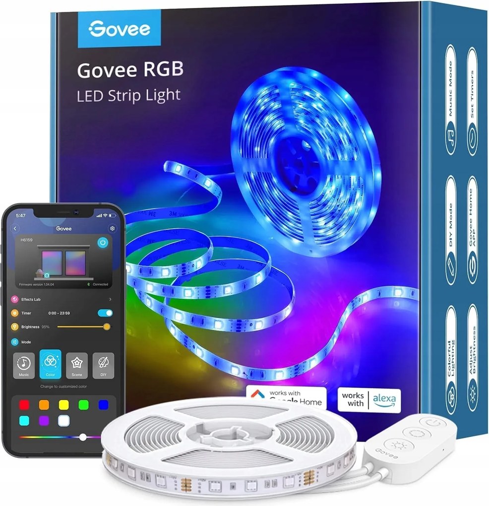 Led Szalag Intelligens Led Fénycsík Rgb Wifi Govee 5M