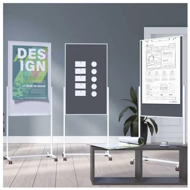Magnetoplan Design mobil multifunkciós tábla 3 az 1-ben, fehér