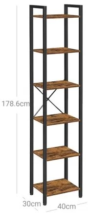 NAVARO könyvszekrény barna/fekete