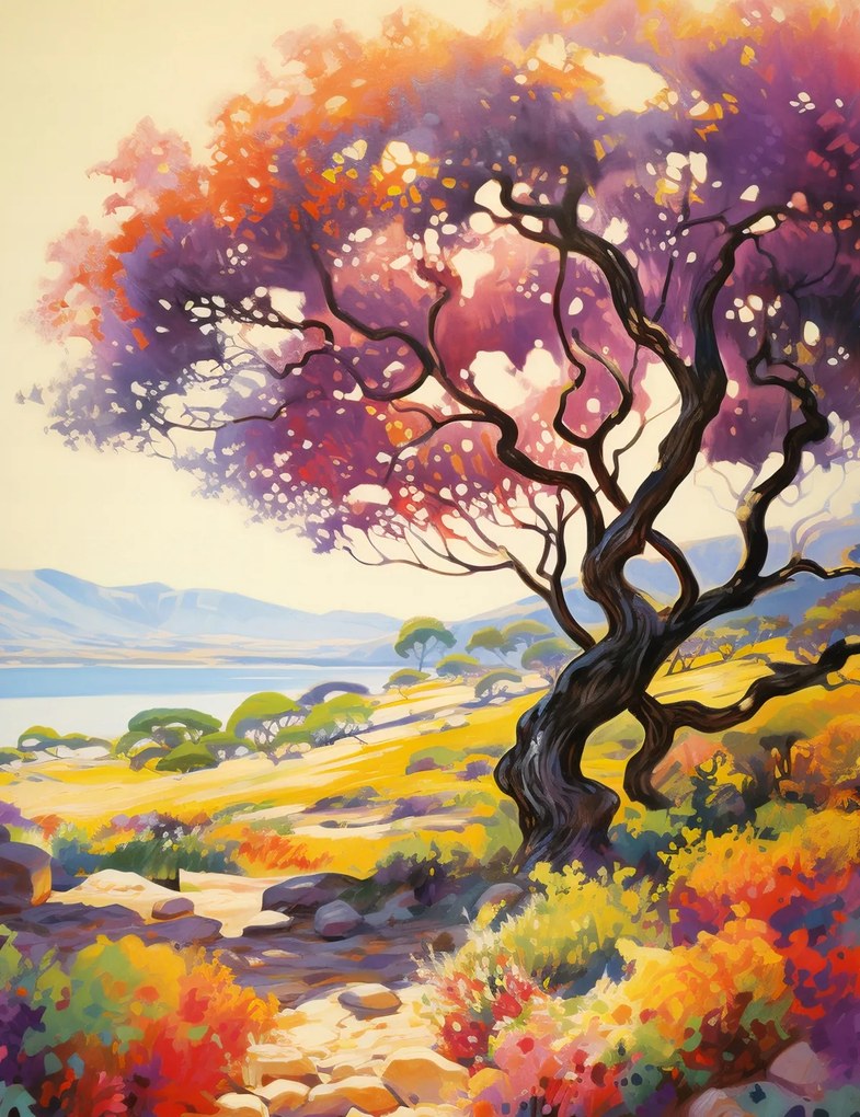 Poszter 50x65cm Színes Alkonyat a völgy felett