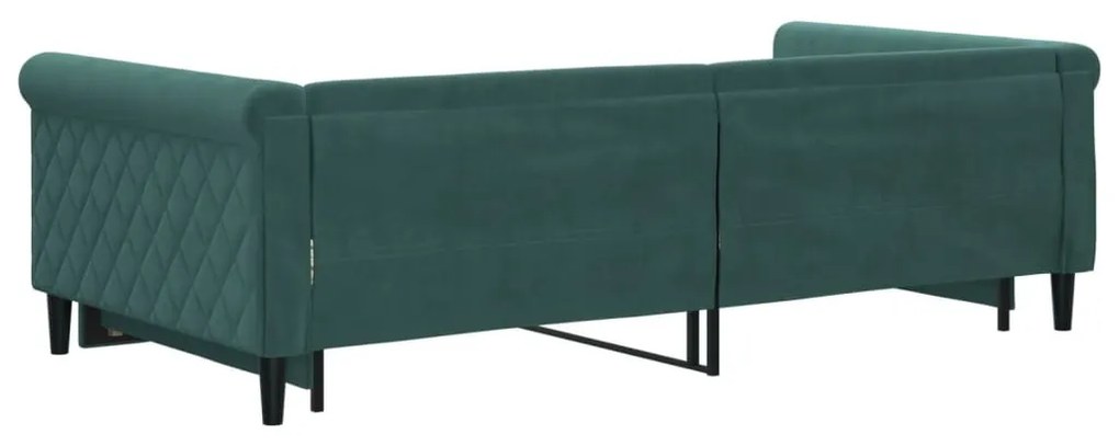 sötétzöld kihúzható bársony heverő 100 x 200 cm