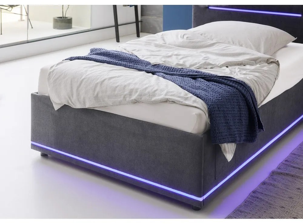 Sötétszürke kárpitozott gyerekágy ágyrács nélkül 120x200 cm Circle – Meise Möbel