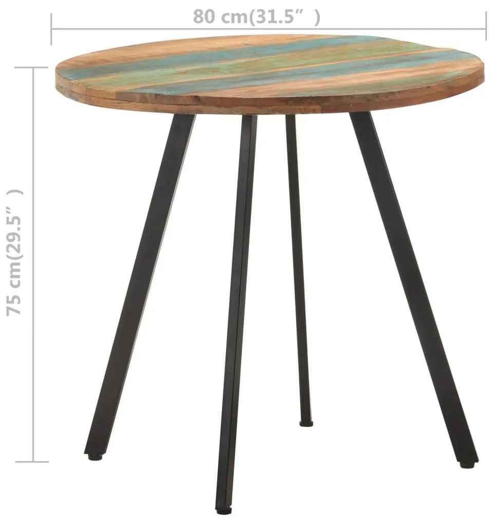 Tömör újrahasznosított fa étkezőasztal 80 cm