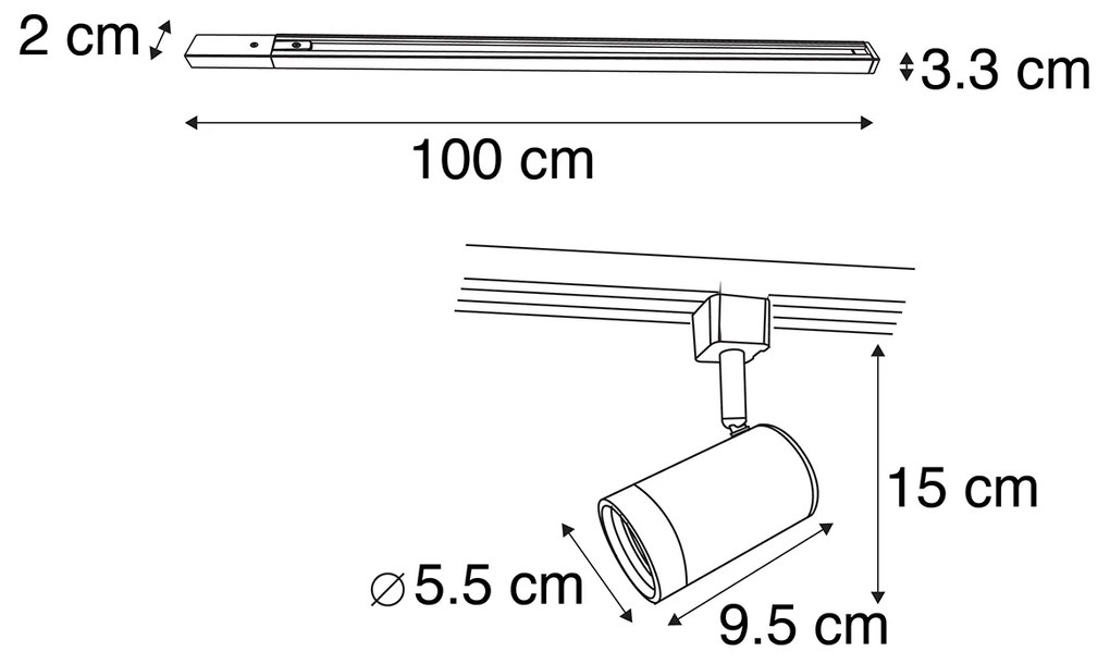 Modern 1 fázisú sínrendszer fehér 15 spottal - Jeana