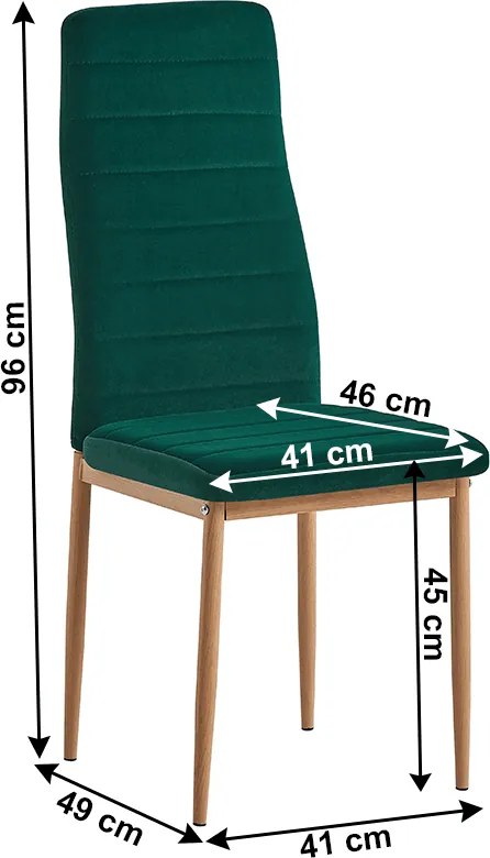 Szék, smaragd Velvet szövet/tölgy, COLETA NOVA