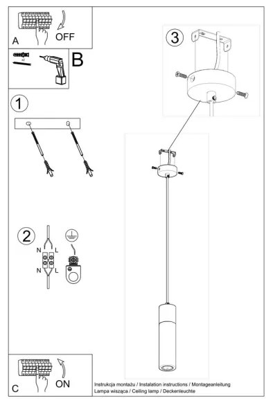 Sollux SL.0965 - Csillár zsinóron ZANE 1xGU10/40W/230V beton/fa