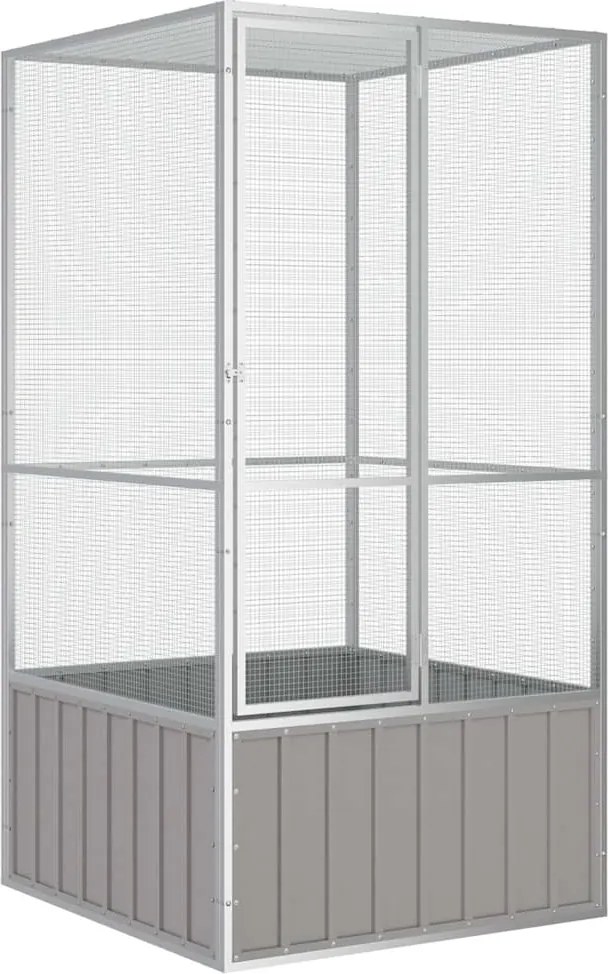 vidaXL szürke horganyzott acél madárketrec 111x107x211,5 cm