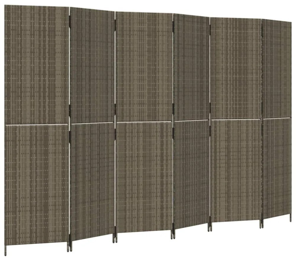 szürke 6-paneles polyrattan térelválasztó