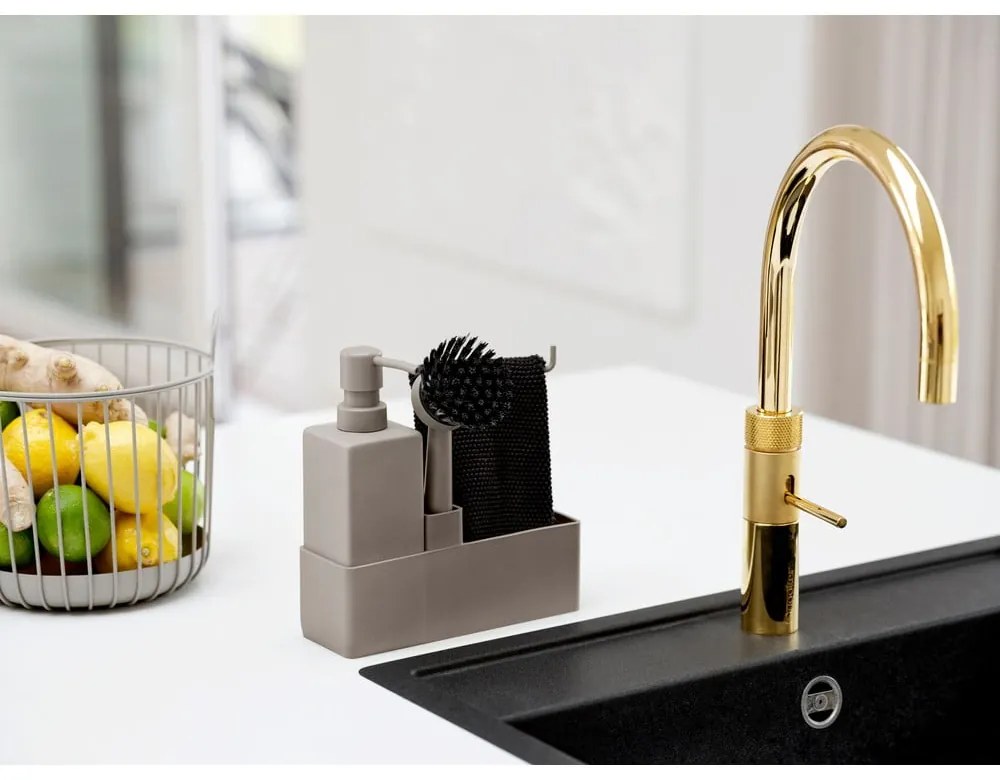 Világosbarna műanyag-szilikon mosogatóeszköz tartó Singles – Zone