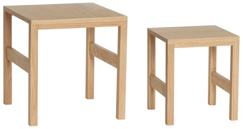 Tárolóasztal szett tölgyfa dekorral, 2 db-os 40x40 cm Puzzle – Hübsch